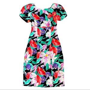 Vintage Leslie Faye Evenings 80's Floral Dress